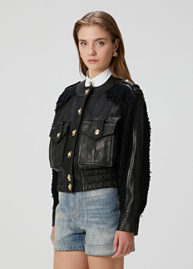 Balmain Siyah Deri Ceket - 3