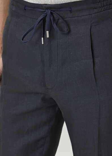Lardini Antrasit Beli Kordonlu Keten Pantolon - 4