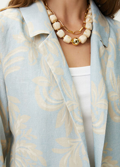 Beymen Club Mint Floral Linen Jacket - 6