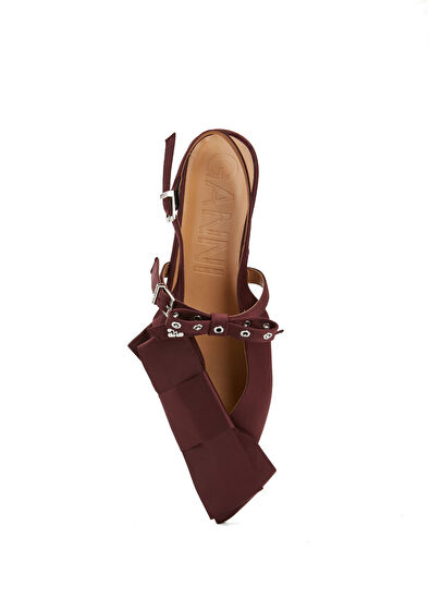 Ganni Big Bow Bordo Kadın Babet - 4