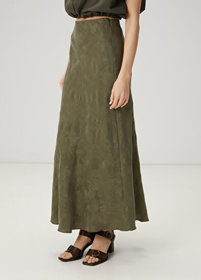 Beymen Club Haki Jakarlı Maksi Etek - 3