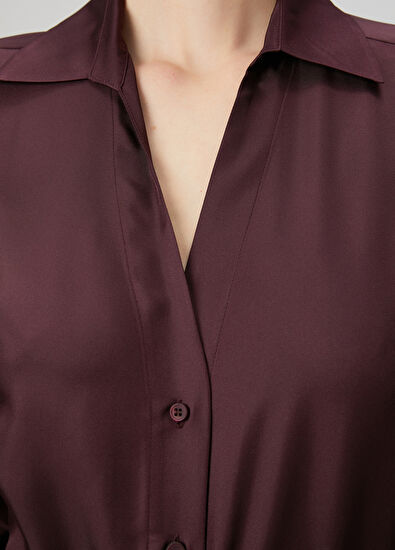 Beymen Club Bordo İpek Gömlek - 5