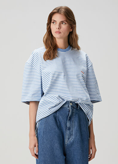 Sunnei Mavi Çizgili T-shirt - 3