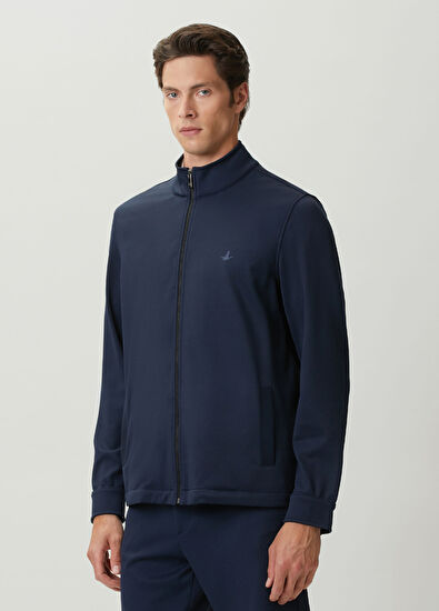 Beymen Club Lacivert Diyagonal Dokulu Fermuarlı Sweatshirt - 4
