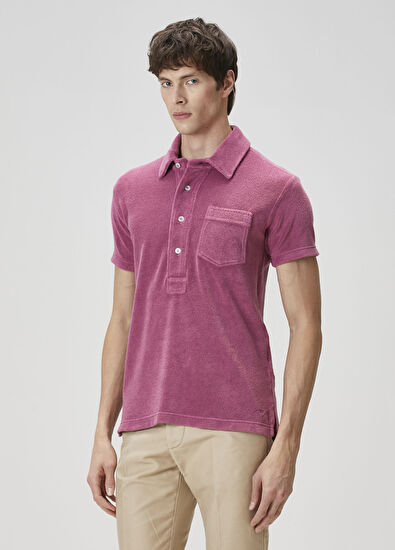 Tom Ford Pembe Polo Yaka Havlu Kumaş T-shirt - 3