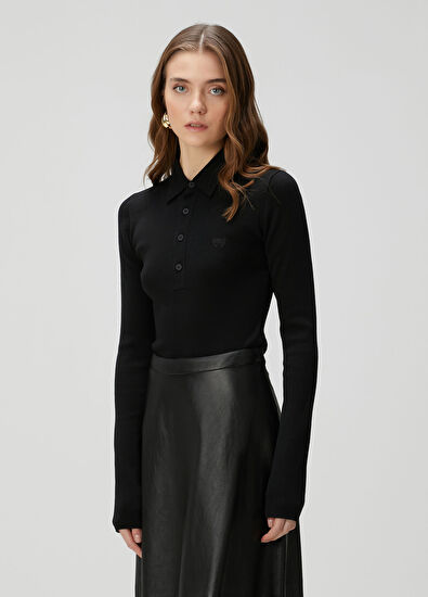 Balenciaga Siyah Yün Polo Triko - 3