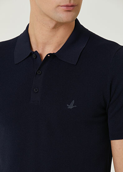 Beymen Club Lacivert Polo Yaka Pirinç Dokulu Kısa Kollu Triko - 6