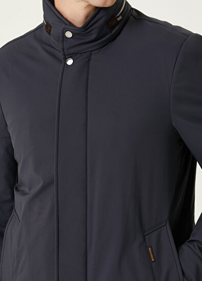 Moorer Lacivert Kapüşonlu Kaban - 5