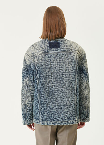 Golden Goose Koyu Mavi Kapitone Denim Ceket - 5