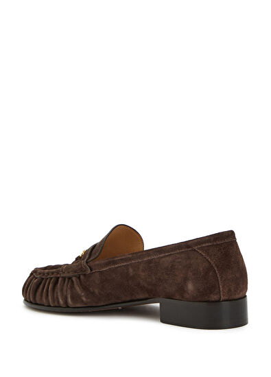 VLogo Koyu Kahverengi Kadın Süet Loafer - Görsel 4