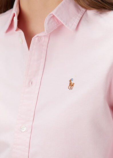 Custom Fit Pembe Oxford Gömlek - Görsel 6