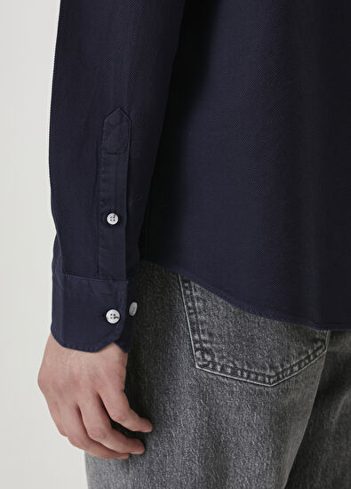 Beymen Club Comfort Fit Navy Blue Textured Shirt - 7