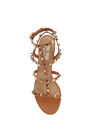 Rockstud Bej Kadın Deri Sandalet - Görsel 5