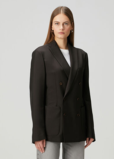 Meta Campania Collective Brown Double-Breasted Wool Jacket - 3