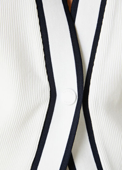 Beymen Club Beyaz Şeritli Dokulu Hırka - 5