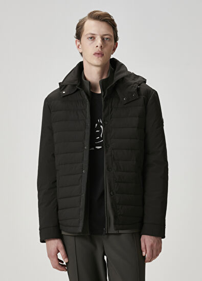 Beymen Club Siyah Kapüşonlu Kapitoneli Mont - 3