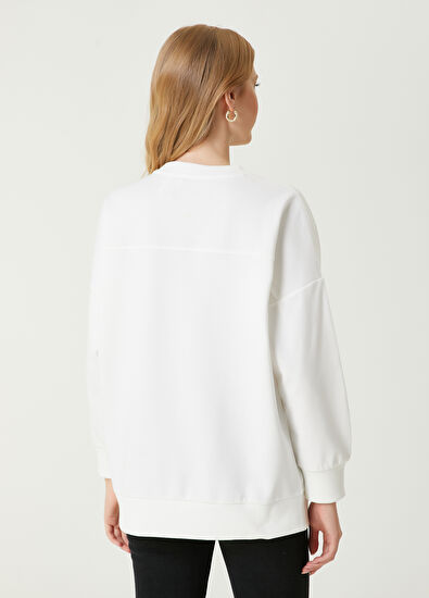Beymen Club White Logo Embroidered Sweatshirt - 6