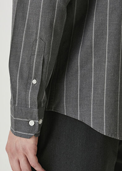 Beymen Club Comfort Fit Gri Çizgi Desenli Gömlek - 7
