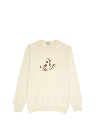 Beymen Club Kırık Beyaz Logo Detaylı Kazak - 7