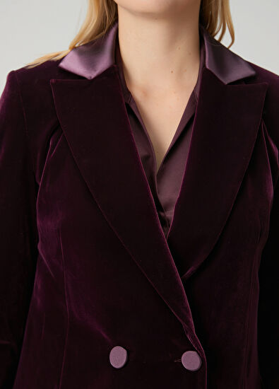 Beymen Club Plum Double-Breasted Evening Jacket - 7