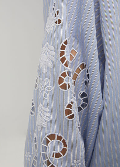 Beymen Club Mavi Çizgili Nakışlı Gömlek - 5