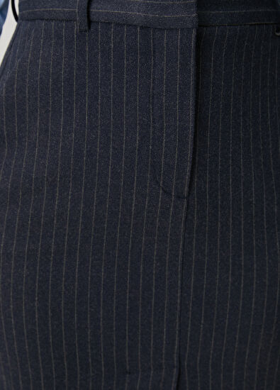 Beymen Club Lacivert Çizgili Midi Etek - 5