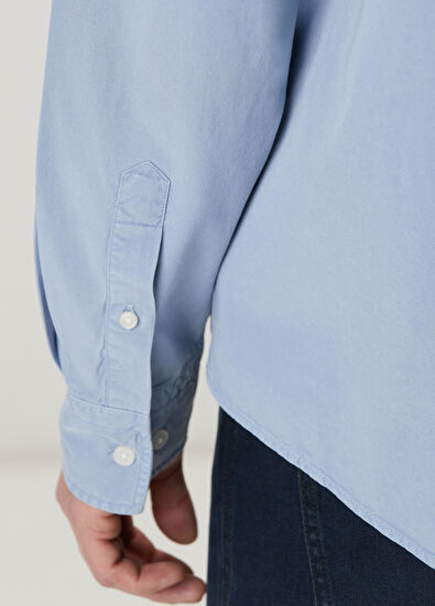 Beymen Club Mavi Parça Boya Comfort Fit Gömlek - 7