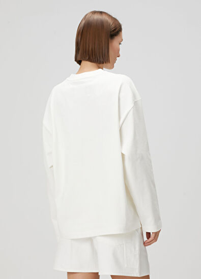 Jil Sander Beyaz Logolu Uzun Kol T-shirt - 4