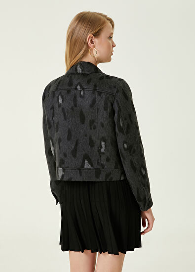 Beymen Club Antrasit Leopar Jakarlı Kaşe Trucker Ceket - 6