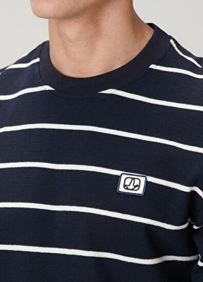 Beymen Club Lacivert Beyaz Çizgili Oversize T-shirt - 6