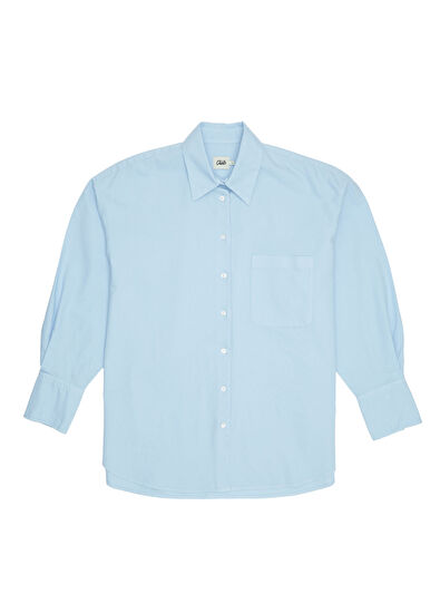 Beymen Club Mavi Logo Nakışlı Oxford Gömlek - 7