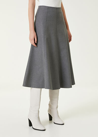 Beymen Club Grey Midi Flared Skirt - 3
