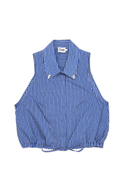 Beymen Club Blue Striped Sleeveless Shirt - 7