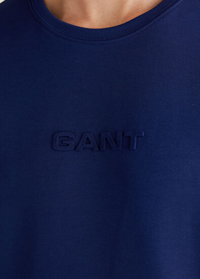 GANT Emboss C-neck Blue Short Sleeve Men's T-shirt - 5