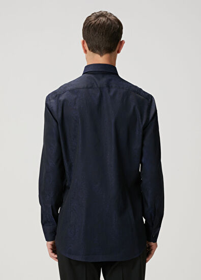 Lacivert Etnik Desenli Gömlek - Görsel 6