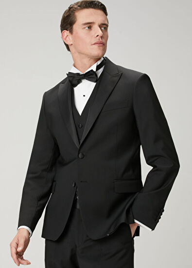 Beymen Club Black Vest Detailed Wool Tuxedo - 3