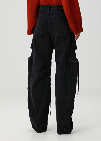 The Attico Black Cargo Jeans - 4