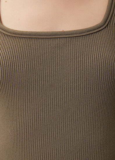 Beymen Club Khaki square neck basic undershirt - 6