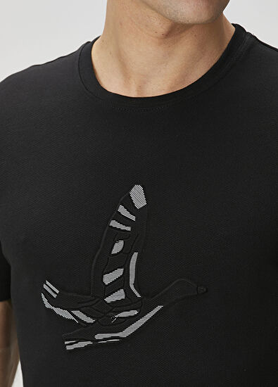 Beymen Club Black Embossed Logo Printed T-Shirt - 6