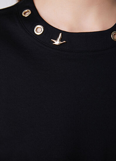 Beymen Club Black Eyelet Detailed T-Shirt - 6