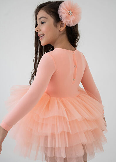 Mini Celebrities Somon Rengi Kız Çocuk Tütülü Elbise - 4