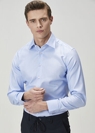 Beymen Club Slim Fit Mavi Non-iron Gömlek - 5