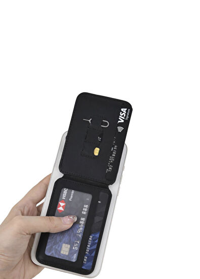 Wiwu MW-003 Magsafe Compatible Stand Black Leather Wallet - 6