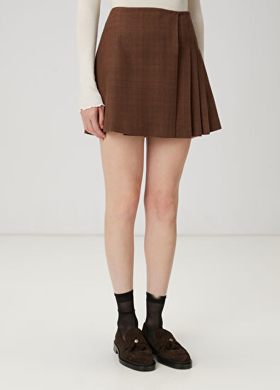 Beymen Club Brown Mini Wool Skirt - 5