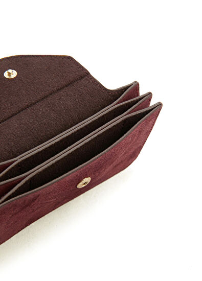 Beymen Club Burgundy Women's Suede Card Holder - 4