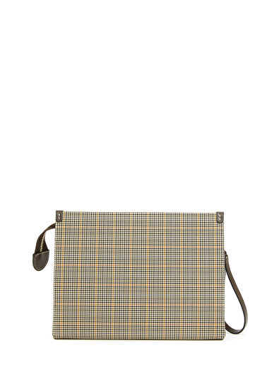 Beymen Club Beige Plaid Patterned Women's Wool Hand Portfolio - 4