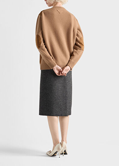 Prada Gri Teğelli Yırtmaçlı Kadın Etek - 5