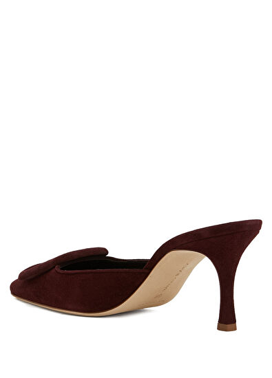 Manolo Blahnik Maysale Bordo Kadın Süet Terlik - 3