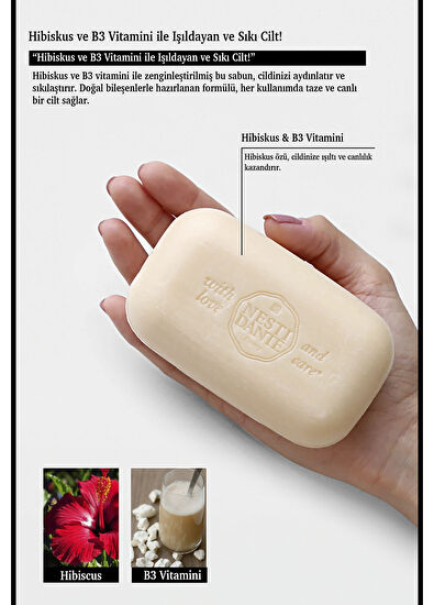 Nesti Dante Chic Animalier White Hibiskus ve Frezya Kokusu Arındırıcı Vegan Bakım Sabun 250 gr - 3