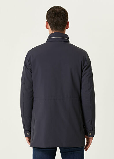 Moorer Lacivert Kapüşonlu Kaban - 4